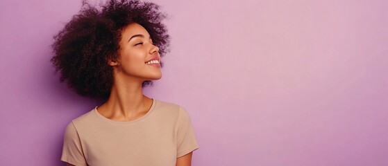 Elegant young lady in beige t-shirt