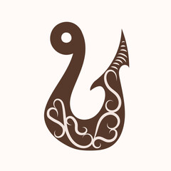 Maori tribul hai fish hook isolated, flat vector graphic, amulet hawaii