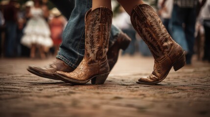 Vibrant Western Dance at Country Festival: Celebrating the Spirit of Texas with Joyful Movement and Cowboy Boots