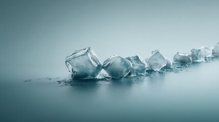 Obraz premium Ice cubes forming diagonal fracture pattern like glacier ridge