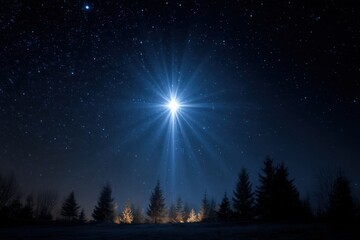 Radiant Christmas: A Beautiful Star Signifying the Birth of Christ Against a Bright Blue Background
