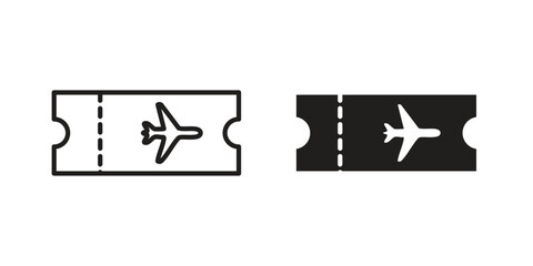 Airline ticket icons vector Collection Clipart Pack. icon with editable line stroke