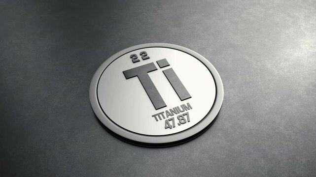Titanium Element from Periodic Table Round Shiny Metallic Icon