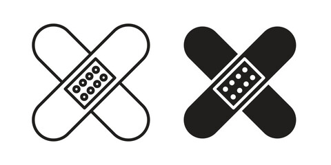 Band aid icons vector Collection Clipart Pack. icon with editable line stroke