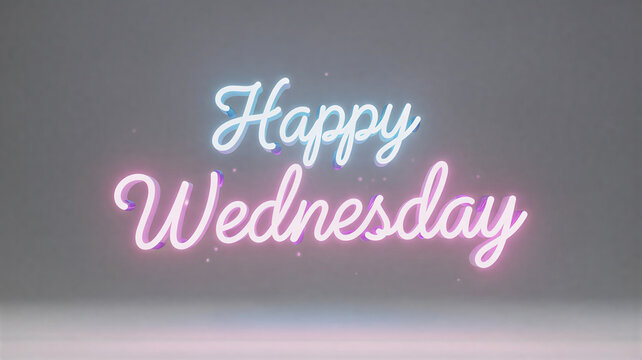 Bright Neon Happy Wednesday Modern Script Text