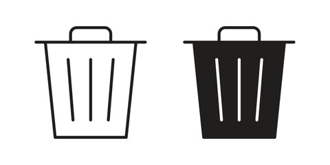 Bin icons vector Collection Clipart Pack. icon with editable line stroke