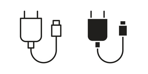 Charger icons vector Collection Clipart Pack. icon with editable line stroke