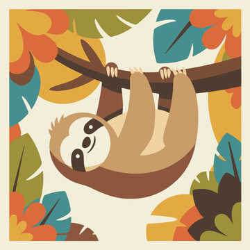 Serene Sloth Illustration