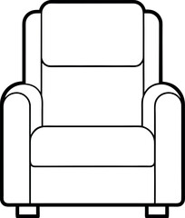 Front View Line Drawing of Recliner Armchair for Interior Design Projects