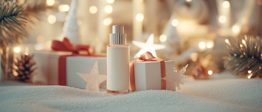 Joyful young couple posing with romantic presents
