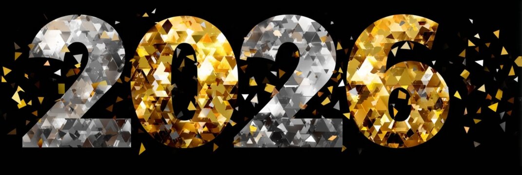 New Year celebration and festive banner background with number 2026