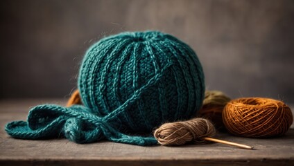 colorful yarn, woman knitting