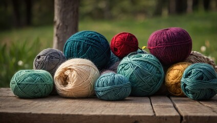 colorful yarn, woman knitting