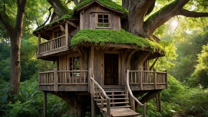 Tree house in the forest