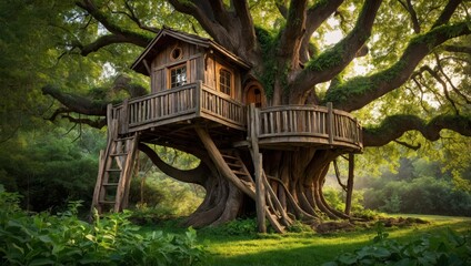 Tree house in the forest