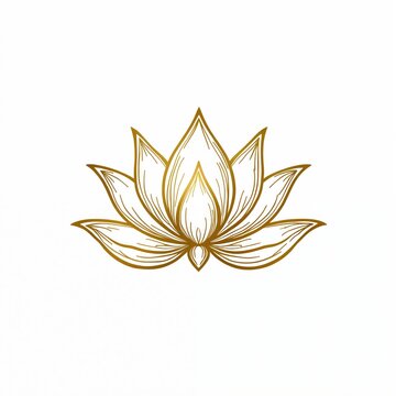 Golden lotus flower line art, elegant and minimalist design. Symbol of purity, peace, and spirituality. Perfect for wellness, spa, and yoga branding.