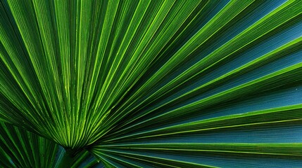 Obraz premium Vibrant green tropical palm leaf texture, natural organic pattern.