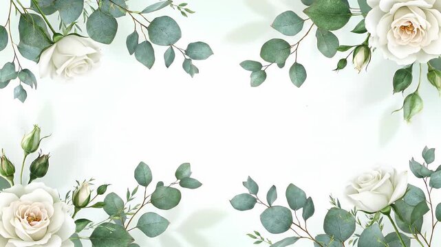 Soft Light Background With Pale Green Leaves Framing The Edges In A Delicate Natural Style