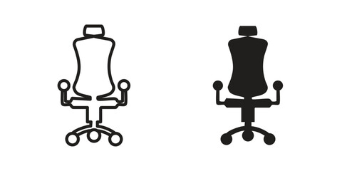Office chair icons vector Collection Clipart Pack. icon with editable line stroke