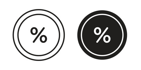 Percentage icons vector Collection Clipart Pack. icon with editable line stroke