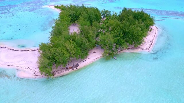 Aerial View of Motu Tapu a Private Island in Bora Bora