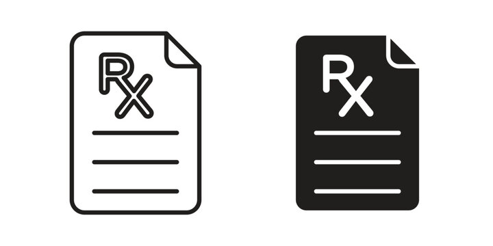 Prescription icons vector Collection Clipart Pack. icon with editable line stroke