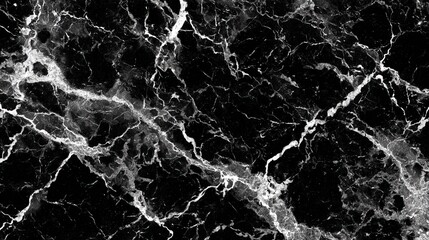 Abstract black marble texture with elegant white veining pattern