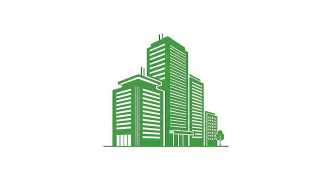 Green cityscape with modern buildings and skyscrapers architecture - Powered by Adobe
