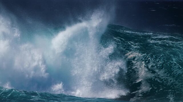 Hawaiian wave. Big ocean wave breaks on the Hawaiian shore, famous Pipeline surf spot on the Oahu island