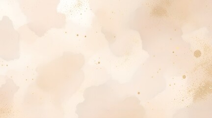 Dreamy abstract background featuring soft pastel peach and beige watercolor textures with scattered golden glitter for a sophisticated elegance concept and celebratory event design