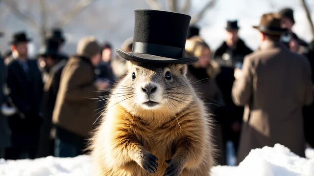 Groundhog Day is a holiday in the United States and Washington, D.C., observed annually on February 2. Groundhog in a top hat.