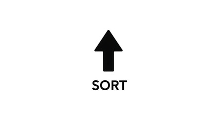 Black sort arrow icon with upward pointing arrow isolated on white background
