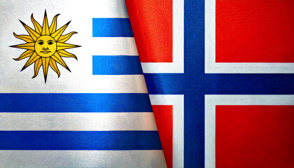 ノルウェーの国旗とウルグアイの国旗(Norway flag & Uruguay flag.)
