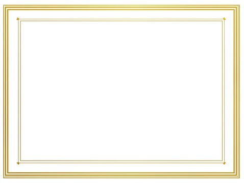 An elegant gold frame with thin lines, set against a white background.