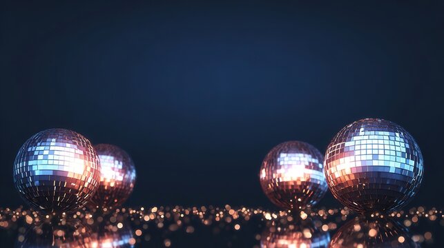 Disco ball with rays on purple background with copy space. Dance party. mirror ball reflections, night club stage lights and party. Glowing reflecting ball for entertainment, sparkling effect lighting - Powered by Adobe
