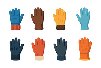 Fototapeta premium Winter glove collection, warm, colorful handwear, flat vector illustration