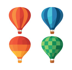 Obraz premium Hot air balloon set, flat vector illustration, colorful, travel, adventure