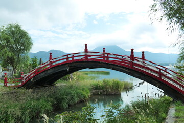 Red Sacred Bridge at Osorezan
恐山の赤い太鼓橋