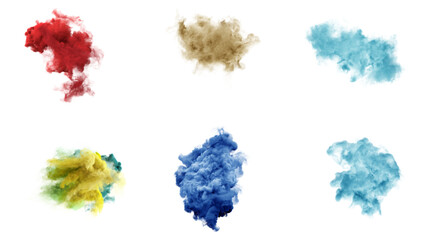 beautiful and colorful fantasy smoke effect isolated transparent background, editable vector artwork ai illustration file, magical multicolor vapor mist soft swirling element