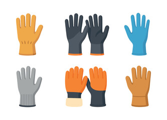 Obraz premium Winter gloves collection, cozy, warm mittens, flat vector illustration