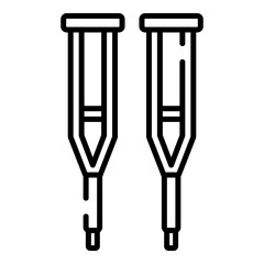 Crutches black line icon
