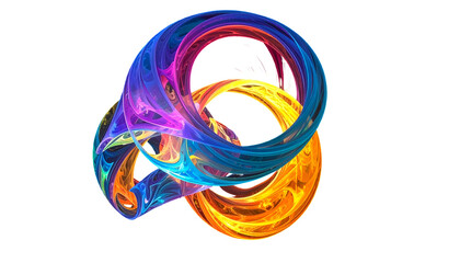 Swirling, luminous fractal art featuring intertwined, colorful ribbons against black