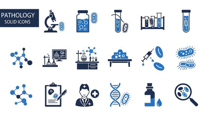 Pathology and Medical Research Icons A Comprehensive Collection of Sleek Solid Graphics