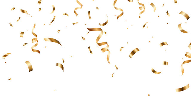 Celebration background, gold confetti border, party, decoration banner on transparent png