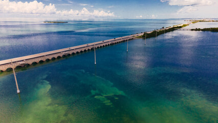 Overseas Highway bridge stretching across turquoise waters of the Florida Keys