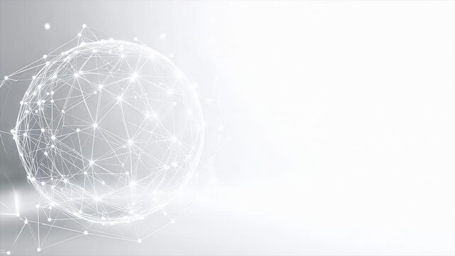 回転する光り輝くデジタル球体のネットワーク構造