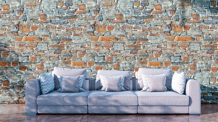 Fototapeta premium Large luxury modern bright interiors Living room mockup illustration 3D rendering image