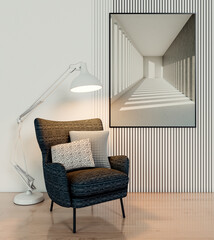 Fototapeta premium Large luxury modern bright interiors Living room mockup illustration 3D rendering image