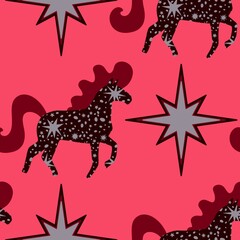 Christmas animals seamless horse pattern for wrapping paper and fabrics and party and kids print
