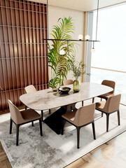Large luxury modern bright interiors Living room mockup illustration 3D rendering image